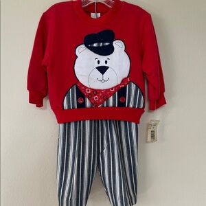 Red Train Conducting Bear Kids Pants Set All Aboard!
